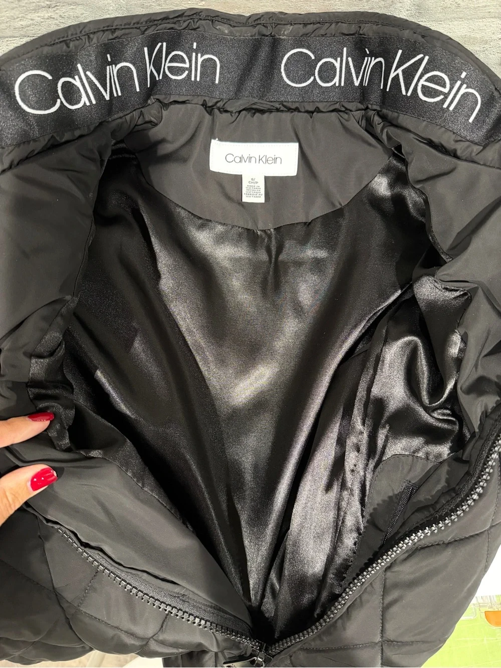 Calvin Klein Black Quilted Vest with Stand Collar